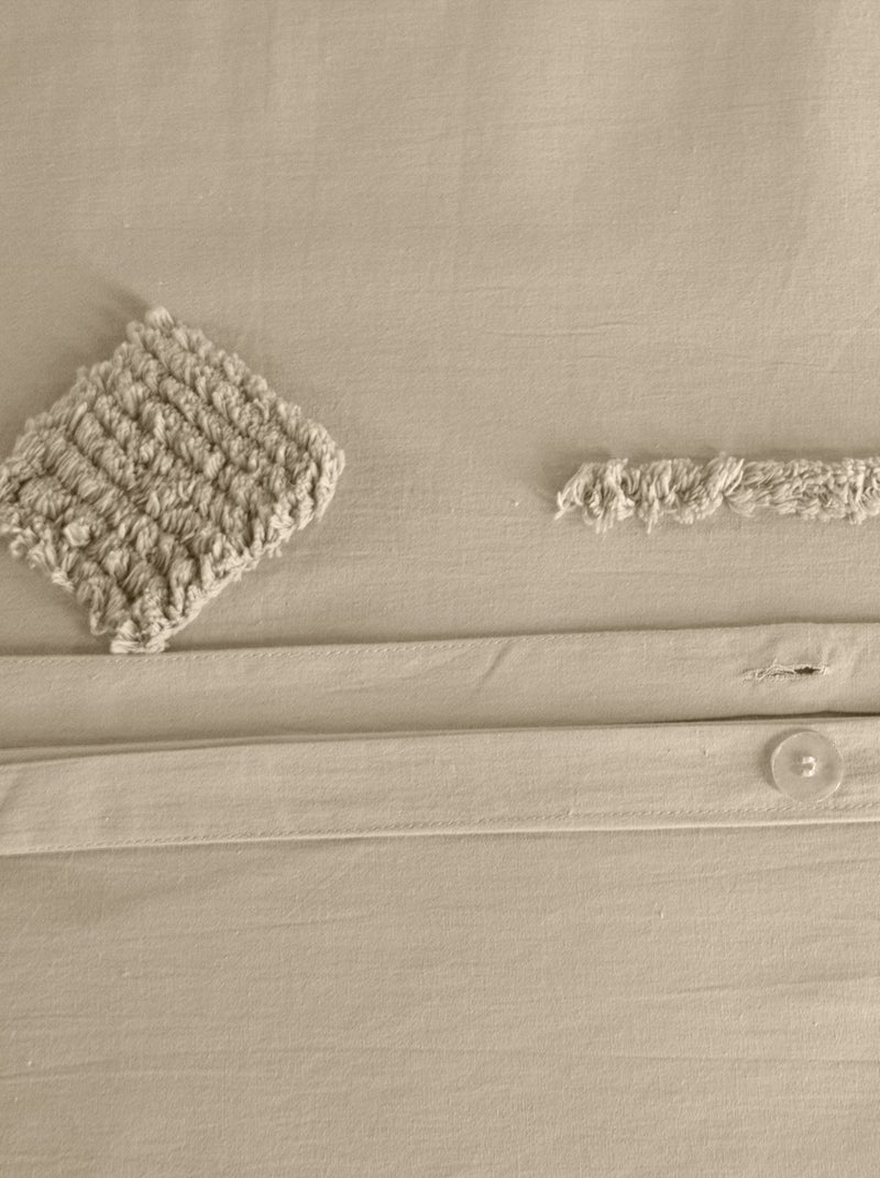 Geometrisch getuft gewassen katoenen bedlinnenset Beige - Kiabi