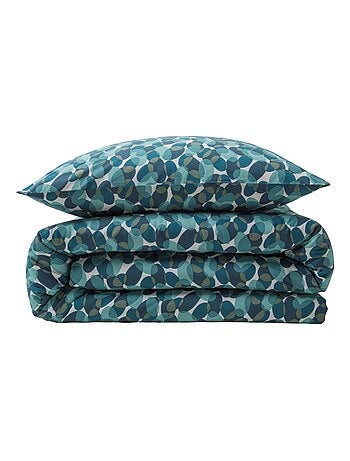 Geometrisch marineblauw katoenen beddengoedset voor 2 personen