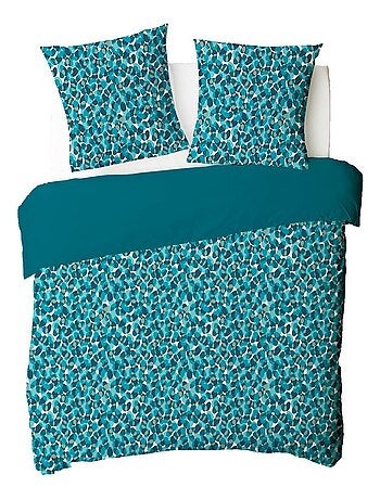 Geometrisch marineblauw katoenen beddengoedset voor 2 personen