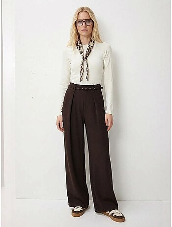 Geplooide broek met riem en wijde pijpen istanbul