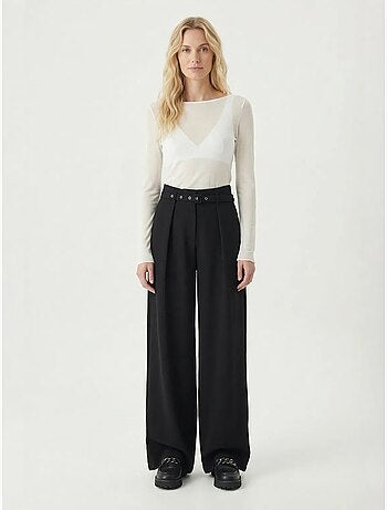 Geplooide broek met riem en wijde pijpen istanbul