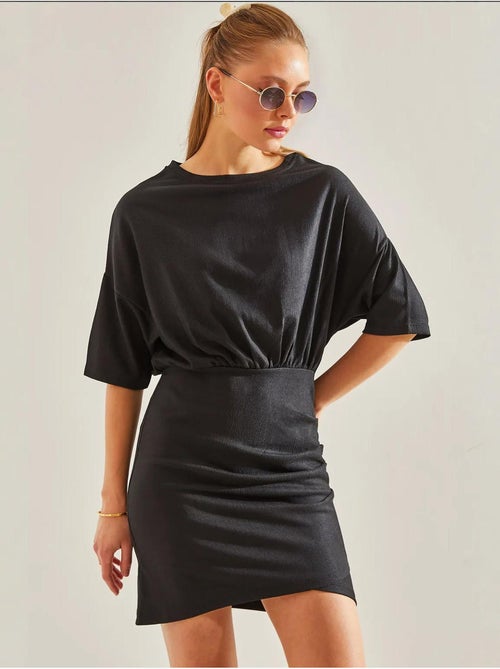 Geplooide jurk met elastische taille lucci - Kiabi