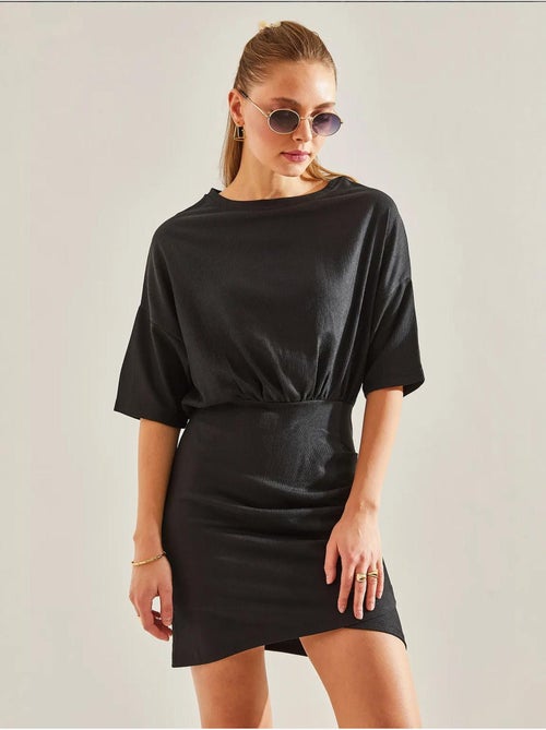 Geplooide jurk met elastische taille lucci - Kiabi