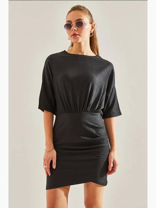 Geplooide jurk met elastische taille lucci - Kiabi