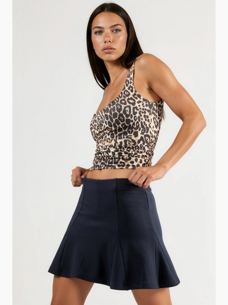 Geplooide mini-skort busem Marineblauw - Kiabi