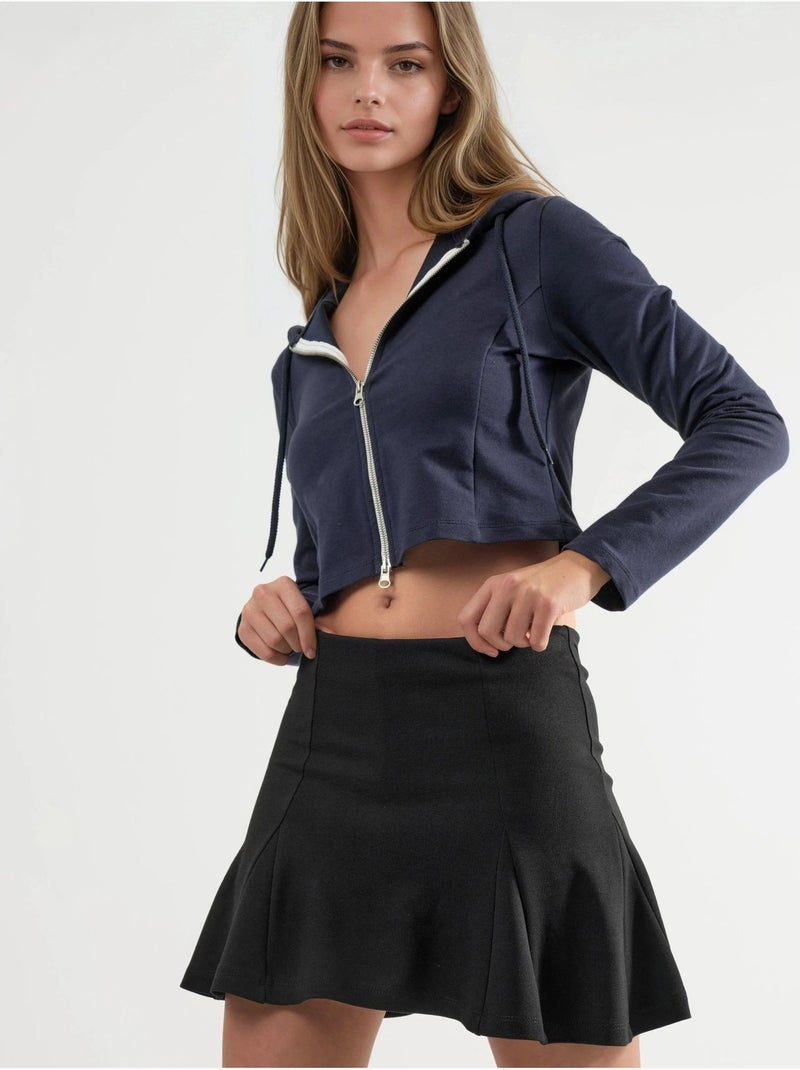 Geplooide mini-skort busem Zwart - Kiabi