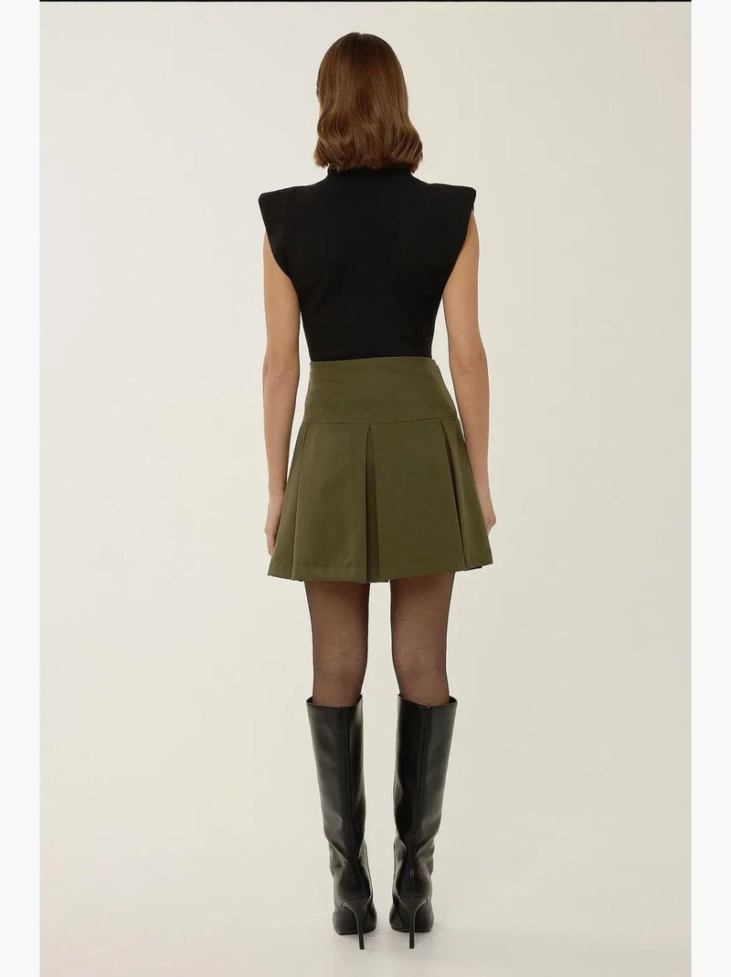 Geplooide minirok met pareldetail hiccup Groen - Kiabi