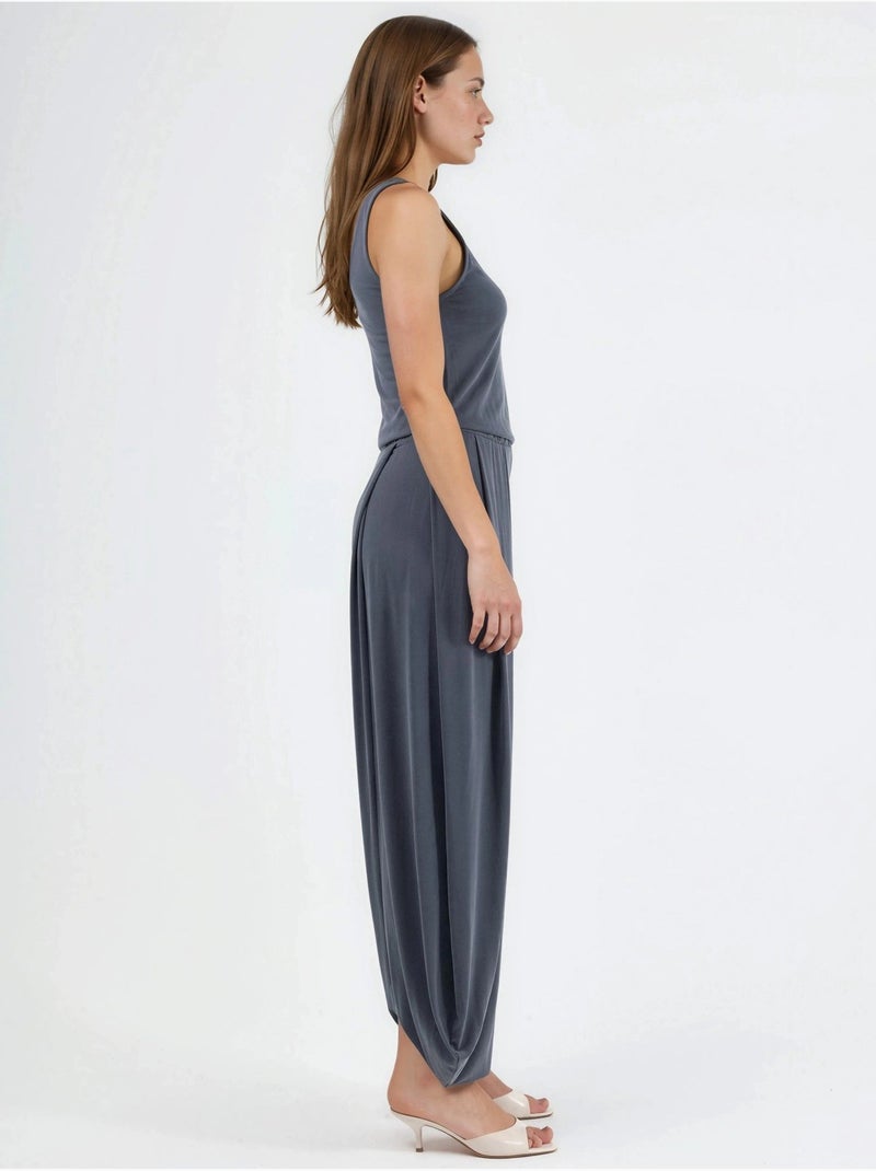 Geplooide modal jumpsuit busem Donkergrijs - Kiabi