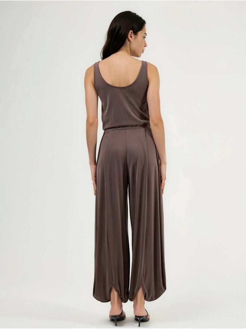 Geplooide modal jumpsuit busem Lichtbruin - Kiabi