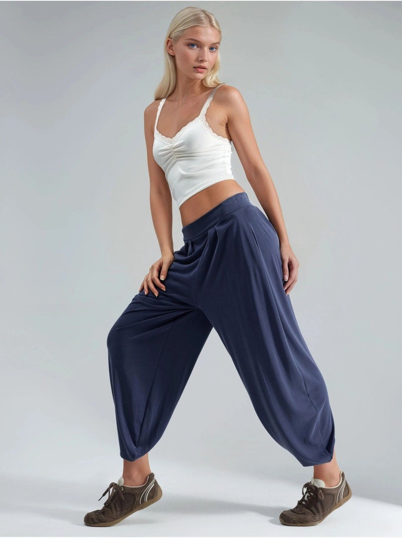 Geplooide salwarbroek busem Marineblauw - Kiabi