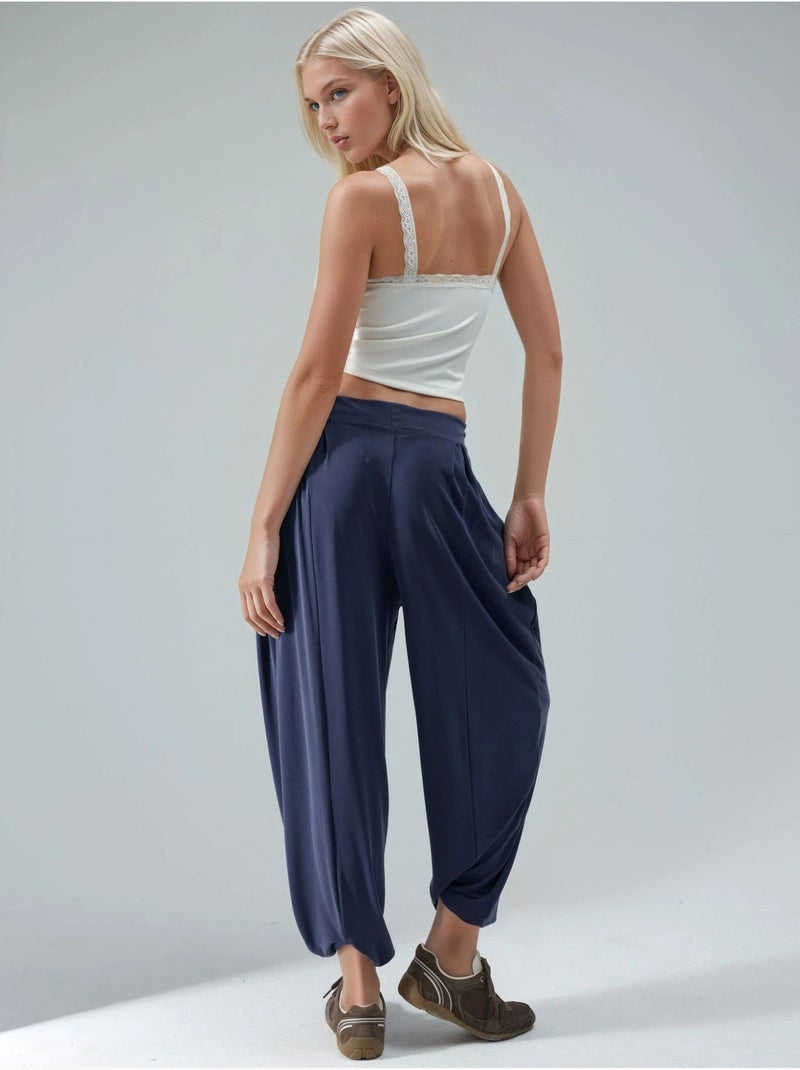 Geplooide salwarbroek busem Marineblauw - Kiabi