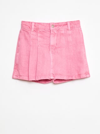 Geplooide skort van spijkerstof