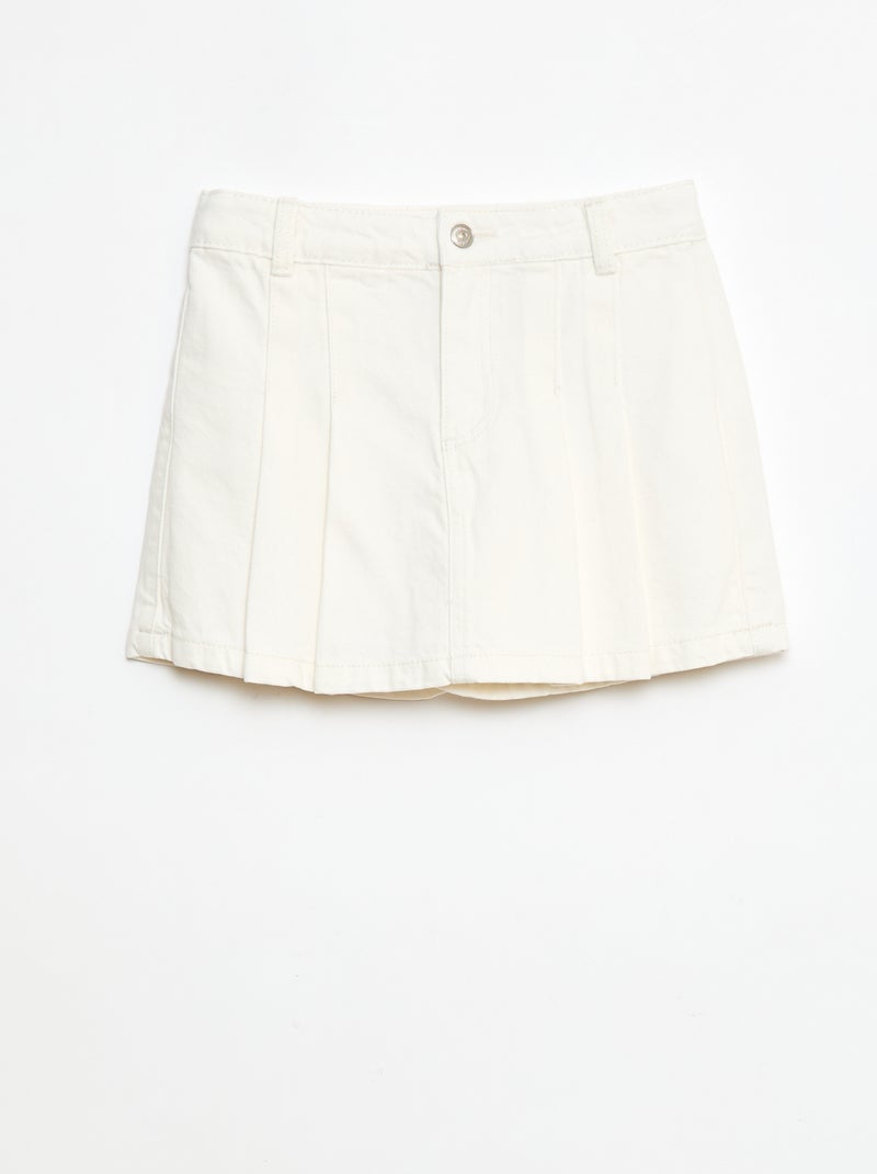 Geplooide skort van spijkerstof Wit - Kiabi