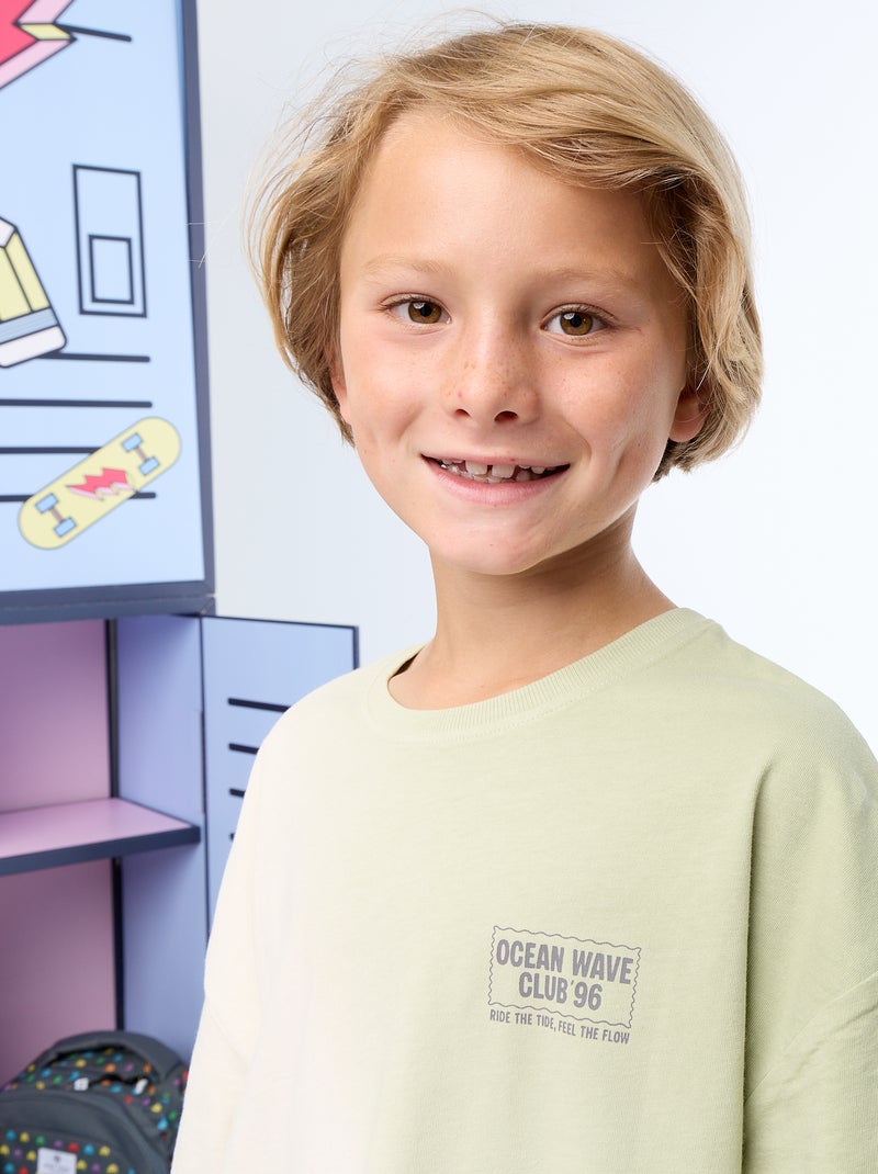Geprint T-shirt met korte mouwen en tie-dye effect Groen - Kiabi