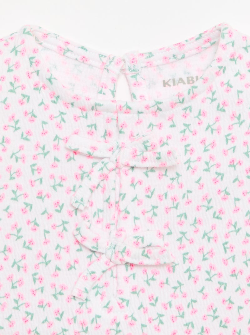 Geprint T-shirt met ruches Rose - Kiabi