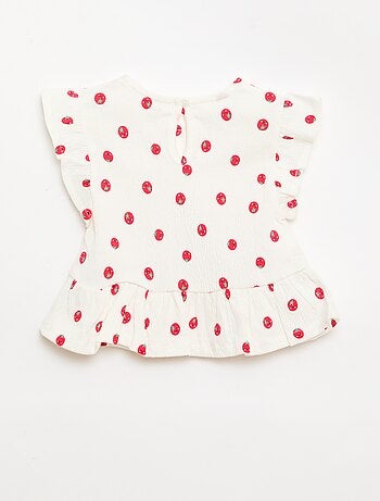 Geprint T-shirt met ruches