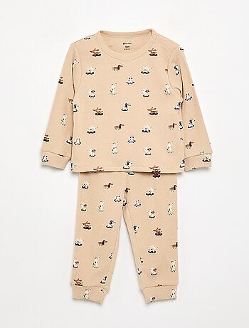 Geprinte 2-delige pyjama van ribstof