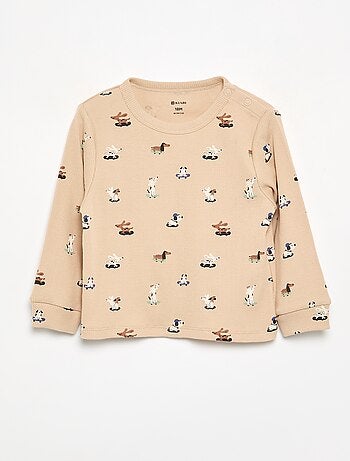 Geprinte 2-delige pyjama van ribstof
