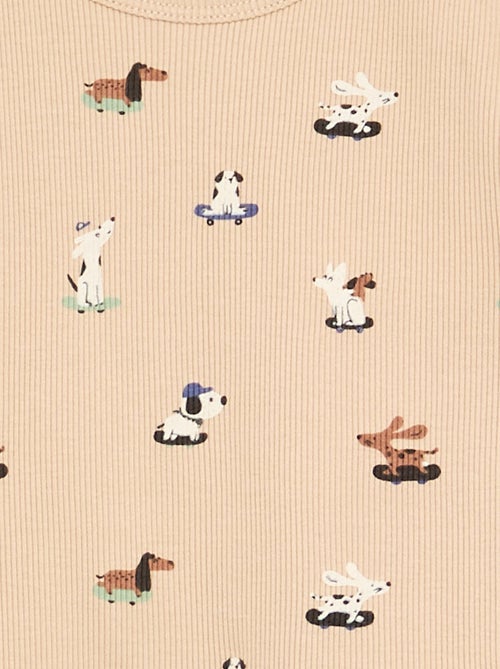 Geprinte 2-delige pyjama van ribstof - Kiabi Geprinte 2-delige pyjama van ribstof - Kiabi