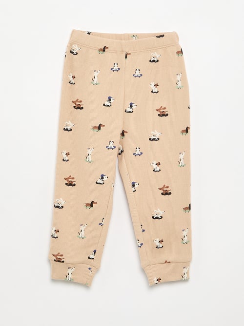 Geprinte 2-delige pyjama van ribstof - Kiabi Geprinte 2-delige pyjama van ribstof - Kiabi