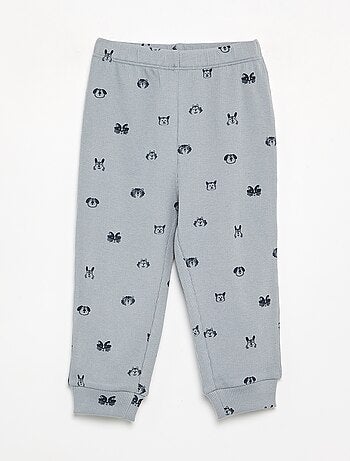 Geprinte 2-delige pyjama van ribstof