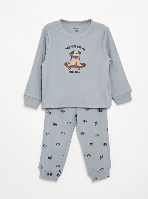 Geprinte 2-delige pyjama van ribstof - Kiabi Geprinte 2-delige pyjama van ribstof - Kiabi