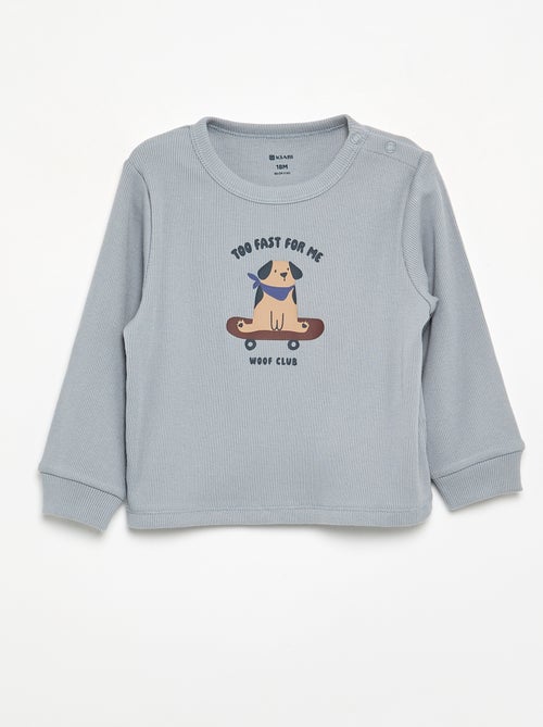 Geprinte 2-delige pyjama van ribstof - Kiabi Geprinte 2-delige pyjama van ribstof - Kiabi