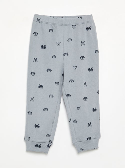 Geprinte 2-delige pyjama van ribstof - Kiabi Geprinte 2-delige pyjama van ribstof - Kiabi