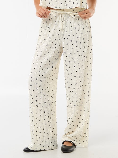 Geprinte broek van crinkle stof - Kiabi