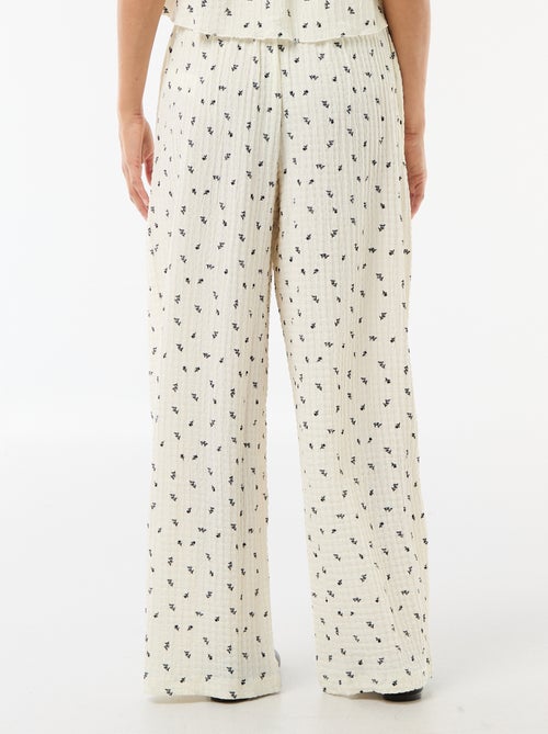 Geprinte broek van crinkle stof - Kiabi