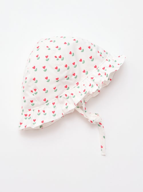Geprinte bucket hat met ruches en trekkoordjes - Kiabi