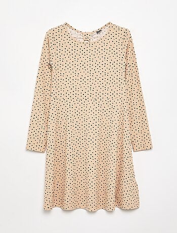 Geprinte jurk met lange mouwen