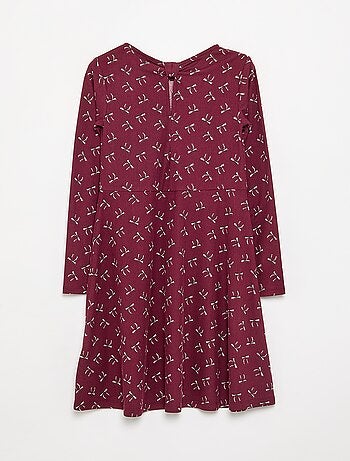 Geprinte jurk met lange mouwen