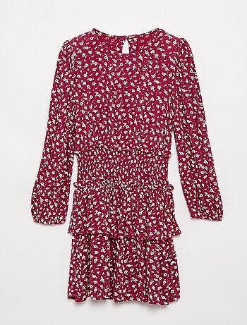 Geprinte jurk met volants