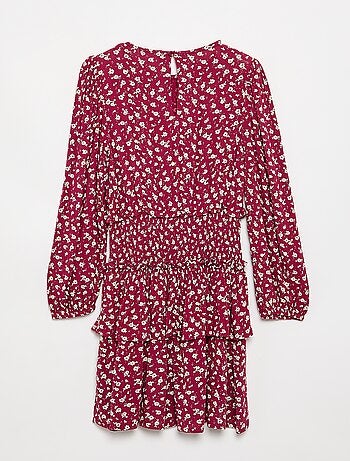 Geprinte jurk met volants