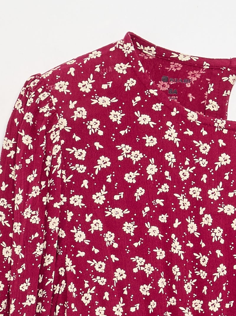 Geprinte jurk met ruches Rood - Kiabi