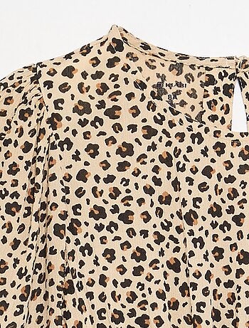 Geprinte jurk met volants