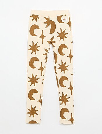 Geprinte legging van geribde stof