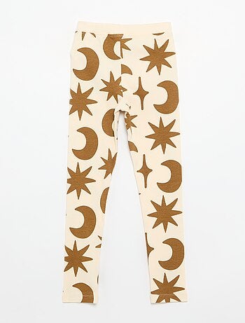 Geprinte legging van geribde stof