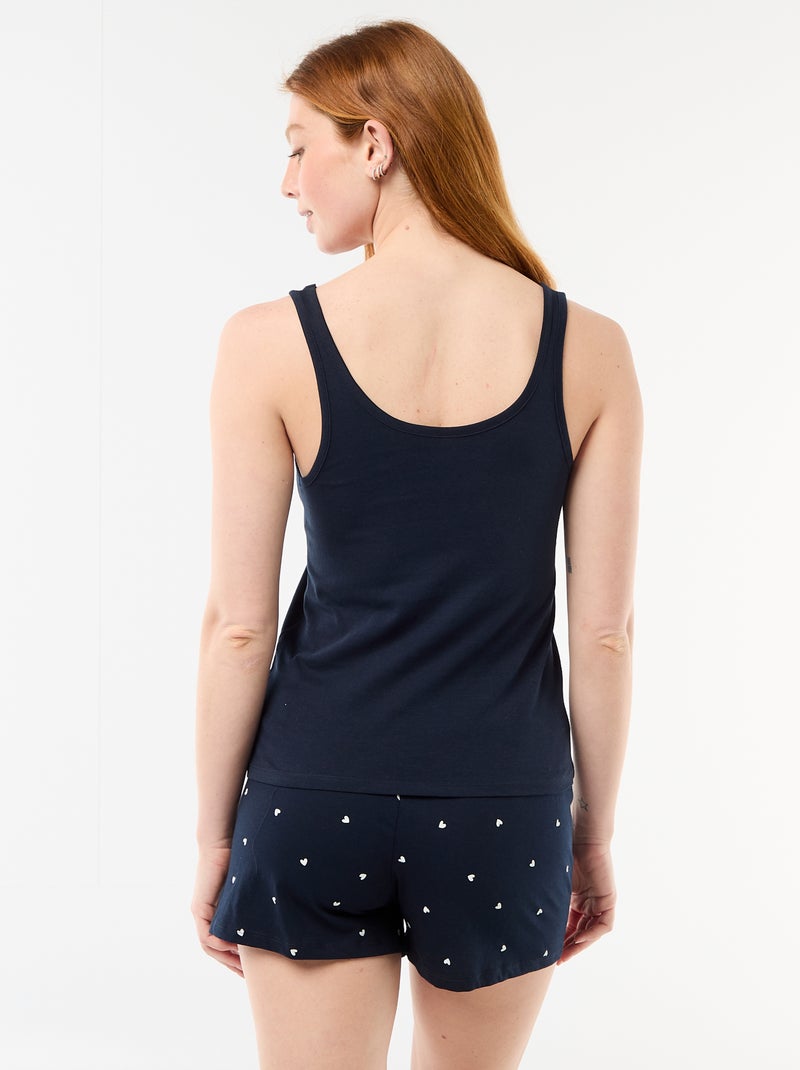 Geprinte pyjamashort - 2-delig Blauw - Kiabi