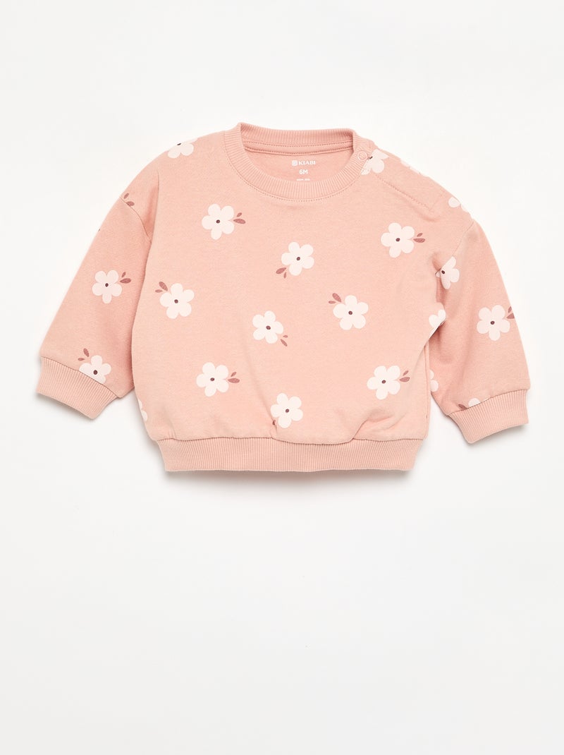 Geprinte sweater van lichte molton Biege - Kiabi