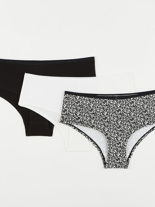 Geraldine set shorty x3 biokatoen multikleur zwart - Kiabi
