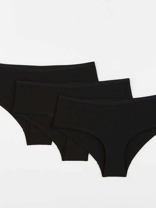 Geraldine set shorty x3 biokatoen zwart - Kiabi