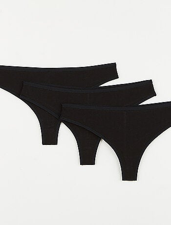 Geraldine set tanga x3 biologische katoen zwart