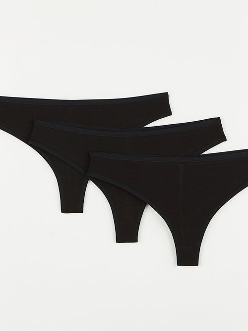 Geraldine set tanga x3 biologische katoen zwart - Kiabi Geraldine set tanga x3 biologische katoen zwart - Kiabi
