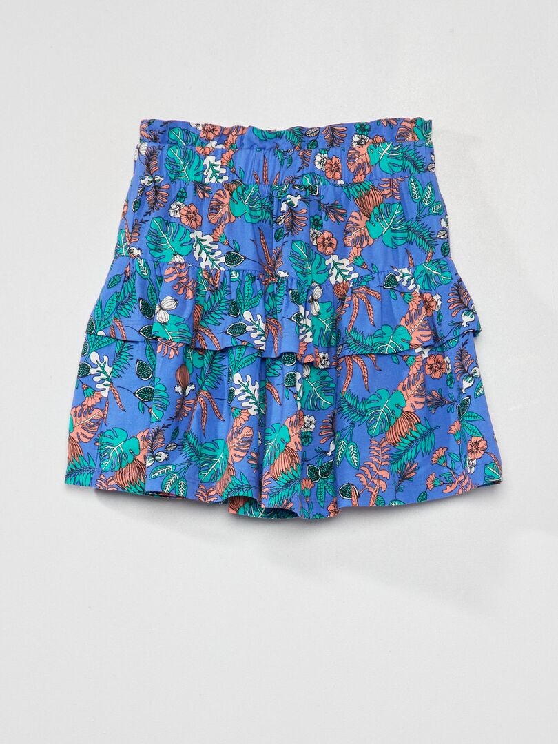 Gerende rok met volants BLAUW - Kiabi