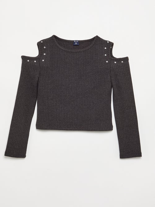 Geribbeld T-shirt met blote schouders - Kiabi