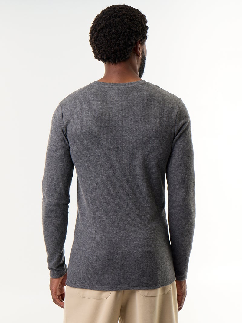 Geribbeld T-shirt met lange mouwen dat heerlijk warm aanvoelt Grijs - Kiabi