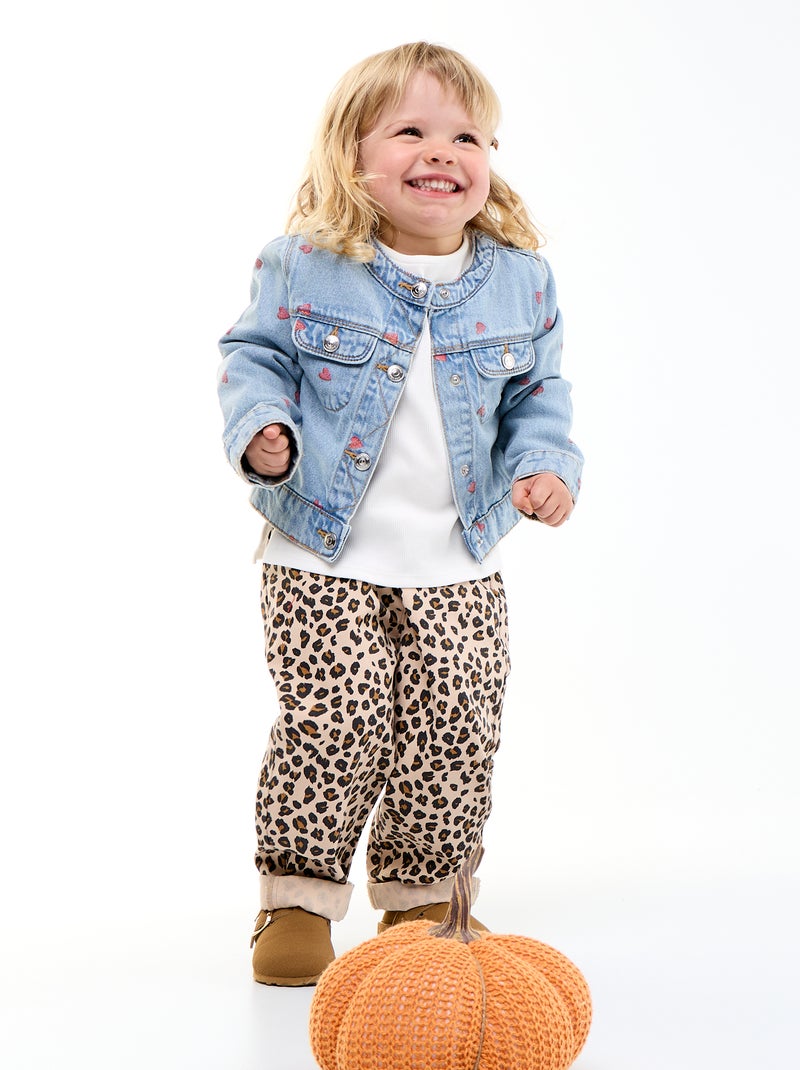 Geribbeld T-shirt met lange mouwen en strik Wit - Kiabi