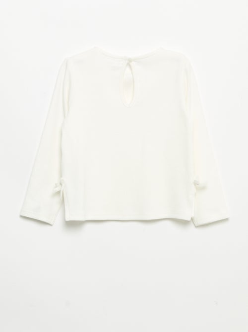 Geribbeld T-shirt met lange mouwen en strik - Kiabi